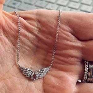 Diamond Wing Necklace in 14K White Gold, .30 ct. t.w.